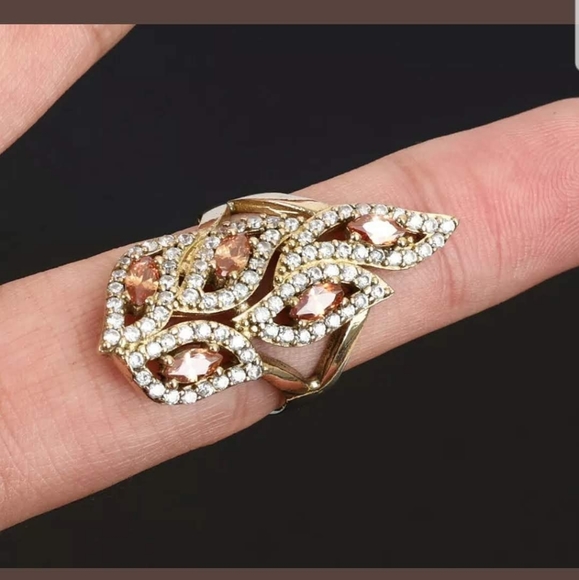 Kharma by Avelon Jewelry - Orange & white topaz flame ring sz 7